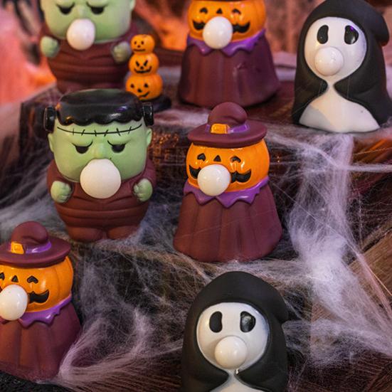 Soft Press Fidget Toys Halloween Squeeze Stress Relief Toy Bubble Pop Pumpkin Ghost Figurine Cute Toy for Interactive Kids Desk Decor Classroom