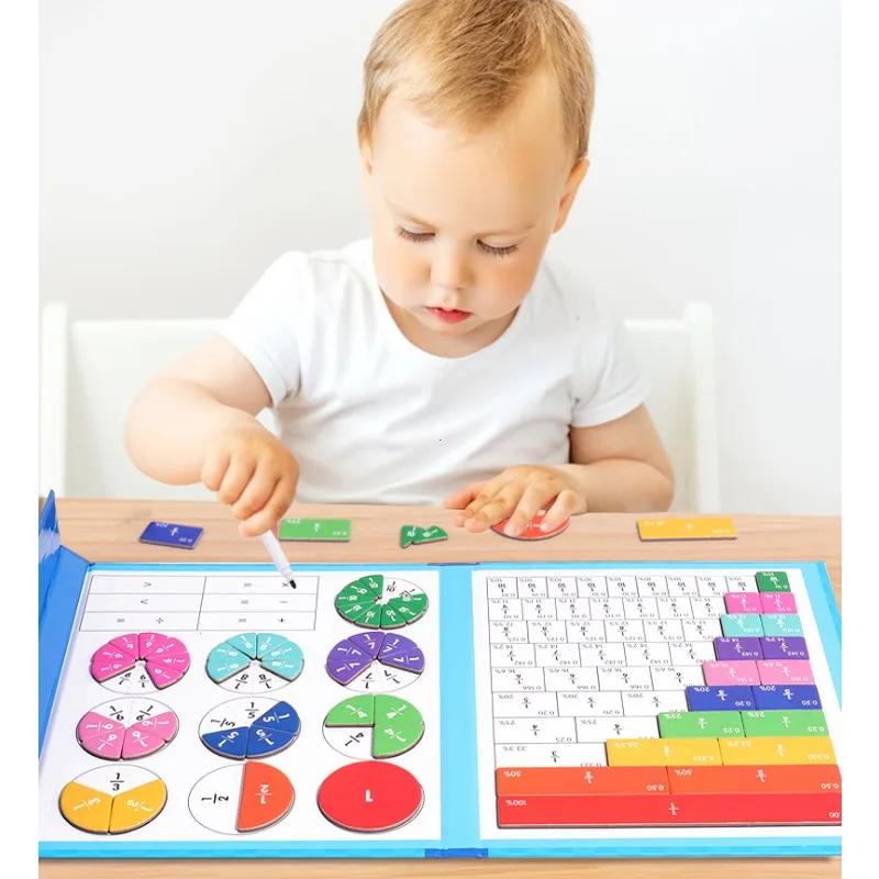 Juguete Matemático de Aprendizaje de Fracciones Montessori Ayudas Didácticas Magnéticas de Aritmética Libro de Madera Juguetes Educativos para Niños Regalo de Navidad