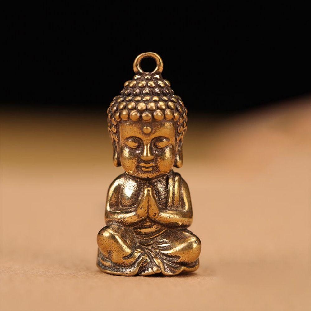 Miniature Sakyamuni Buddha Pendant Brass Crafts Mini Buddha Figurine  Keychain