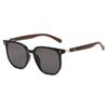 2025 Korean Style Brown Sunglasses - Women's Retro Square Frame with Wood Grain Legs for Round Faces, Fashionable Sun Protection