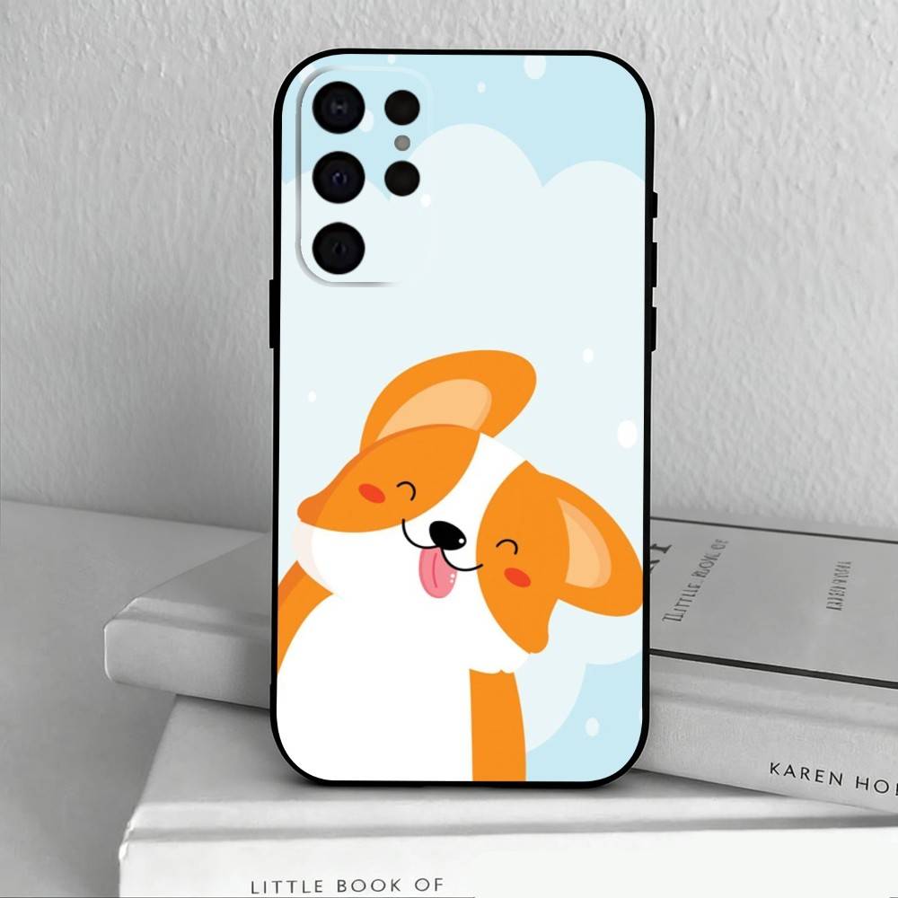 

C-Милый корги D-собака-G Чехол для телефона для Samsung S25,24,23,22,30,21,10,9,Ultra,Plus,Lite,FE,4,5 G Мягкий черный чехол Samsung S30plus5G