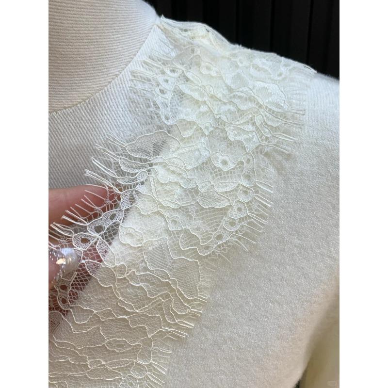 Pure Desire Sweet and Spicy Lace Collar Top Temperament Long-sleeved Bottoming Shirt Women's Autumn and Winter Fashion Knitted Cardigan