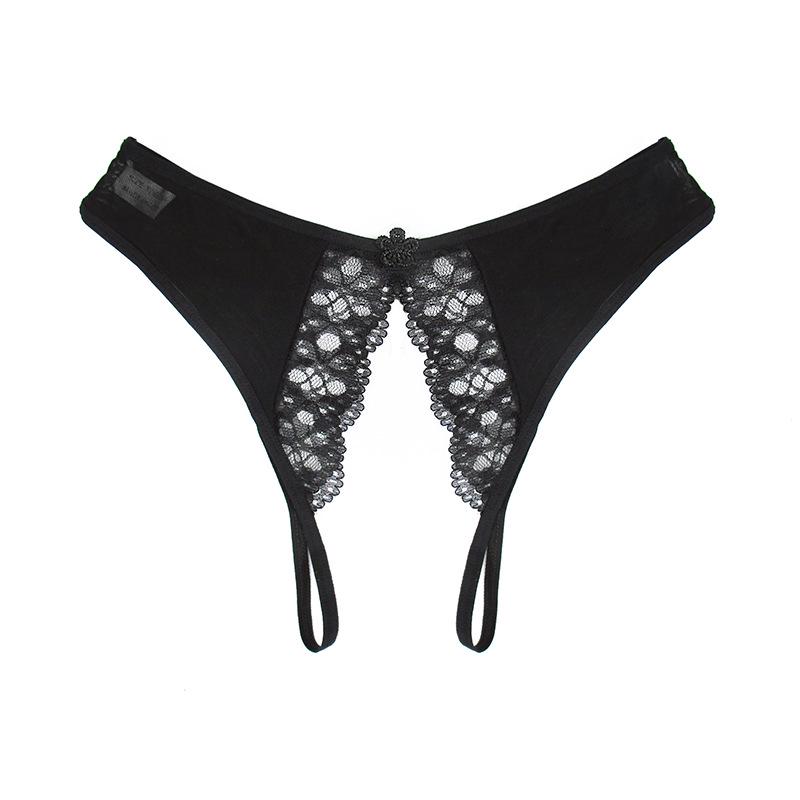 Moteriški Seksualūs Nėrinių Stringai su Atvira Tarpkojo sritimi - Permatomas Tinklelis, Žemo Liemens Kelnaitės