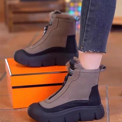 Fur Integrated Snow Boots, New Winter Piled and Thickened Sub-zero Warm Cotton Shoes