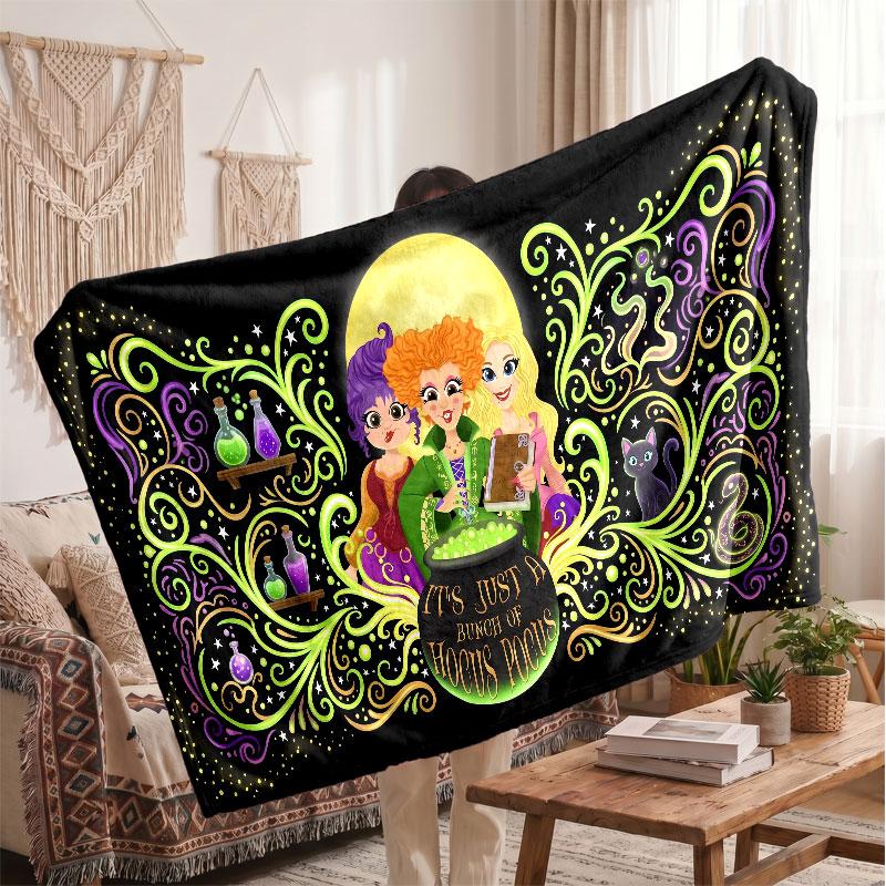 Warm Flannel BlanketHocus Pocus Sanderson Sisters Soft Cozy Throw Blanket for Bedroom Couch