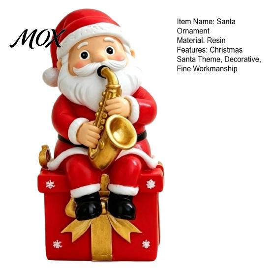 Singing Santa Claus Decoration Christmas Figurine,Cartoon Saxophone Resin Festive Decor Statue, Sitting Desktop
