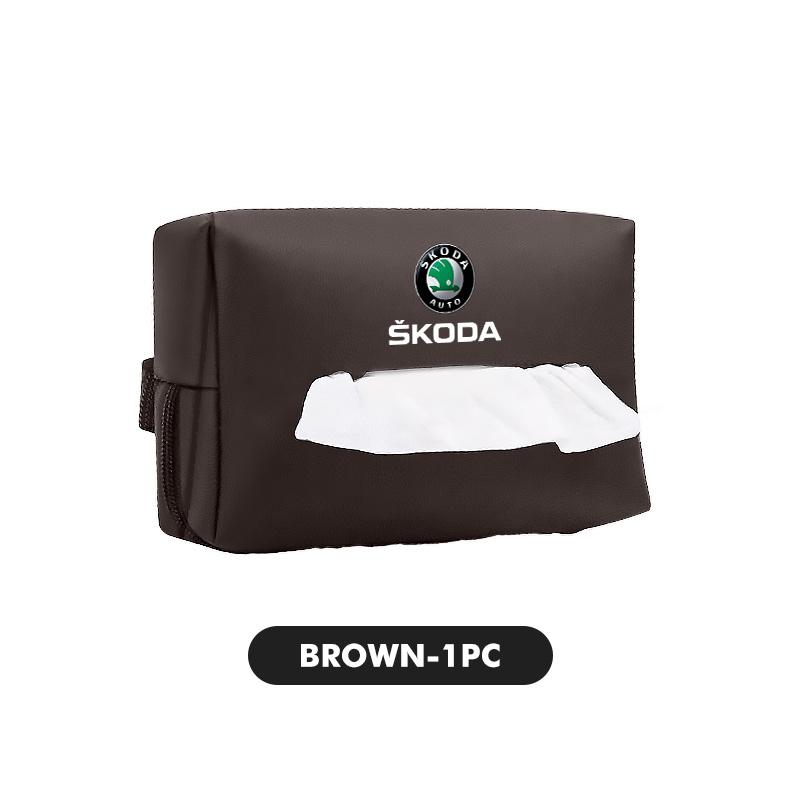 AAFO1 Car Styling Tissue Bag Armrest Box Paper Towel Interior Organizer Accessories For Skoda Kamiq Karoq Octavia 2 3 Rapid Scala Kami