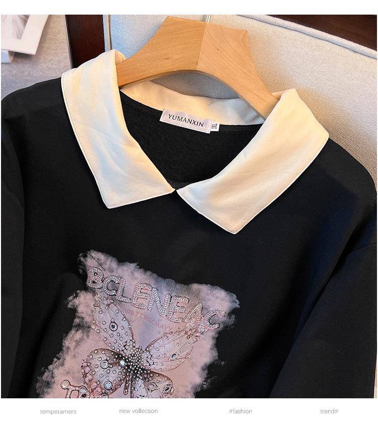 Plus Size Autumn Lapel Hoodie, 200-350 Jin, Loose Fit, Chest 150/160-6070