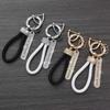 Elegant Diamond-Inlaid Keychain: Handmade Woven Rope Pendant for Cars & Motorcycles