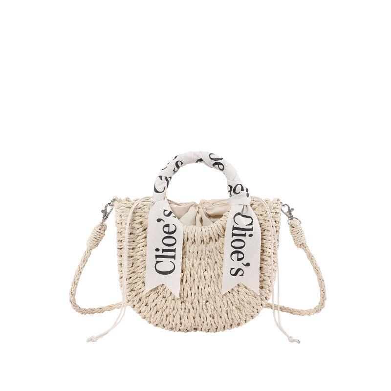 Chic And Versatile Kids Handbag With Trendy Straw Material And Letter Patterns OffWhite