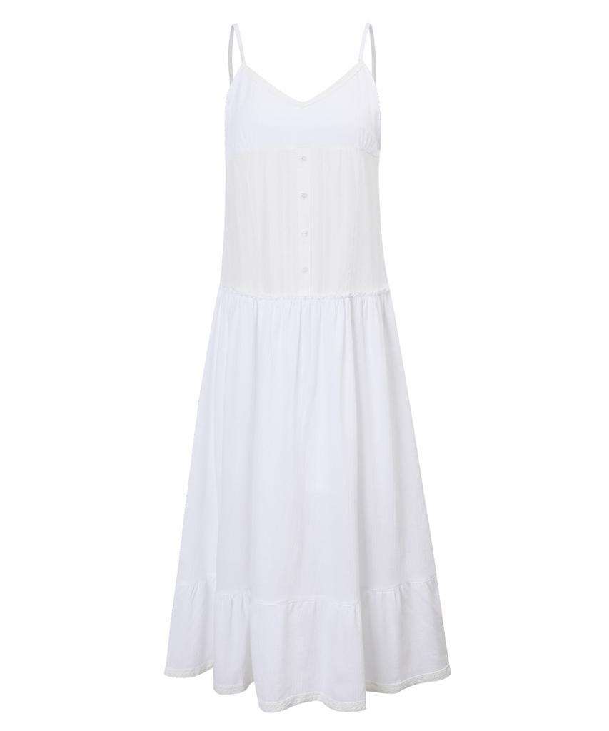 Vvv Lace Layered Strap Sleeveless Long Dress _ White