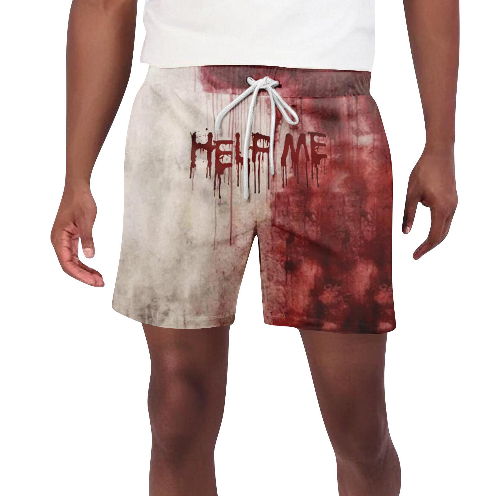 

Мужские шорты с принтом на тему Хэллоуина и ужасов, мужские повседневные спортивные пляжные шорты на шнурке L винный