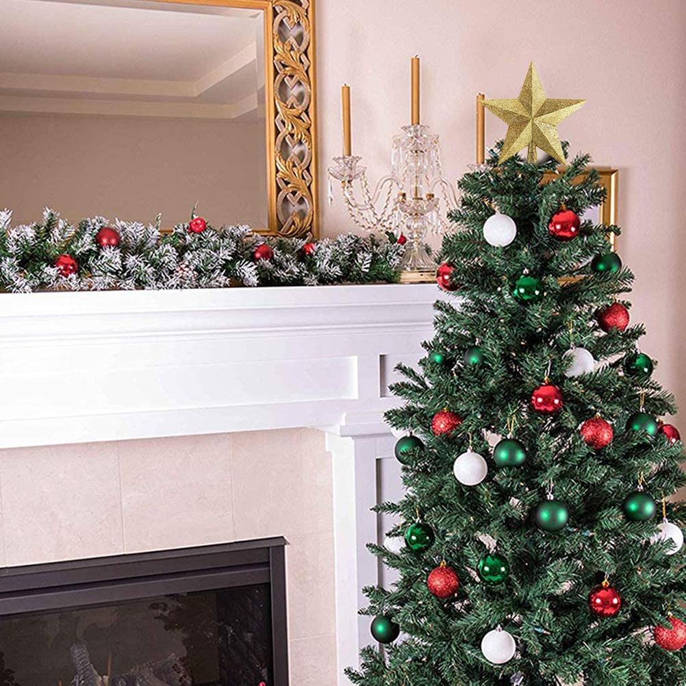 20cm Star Christmas Tree Topper Glitter Christmas Tree Decoration for Party Home Decoration