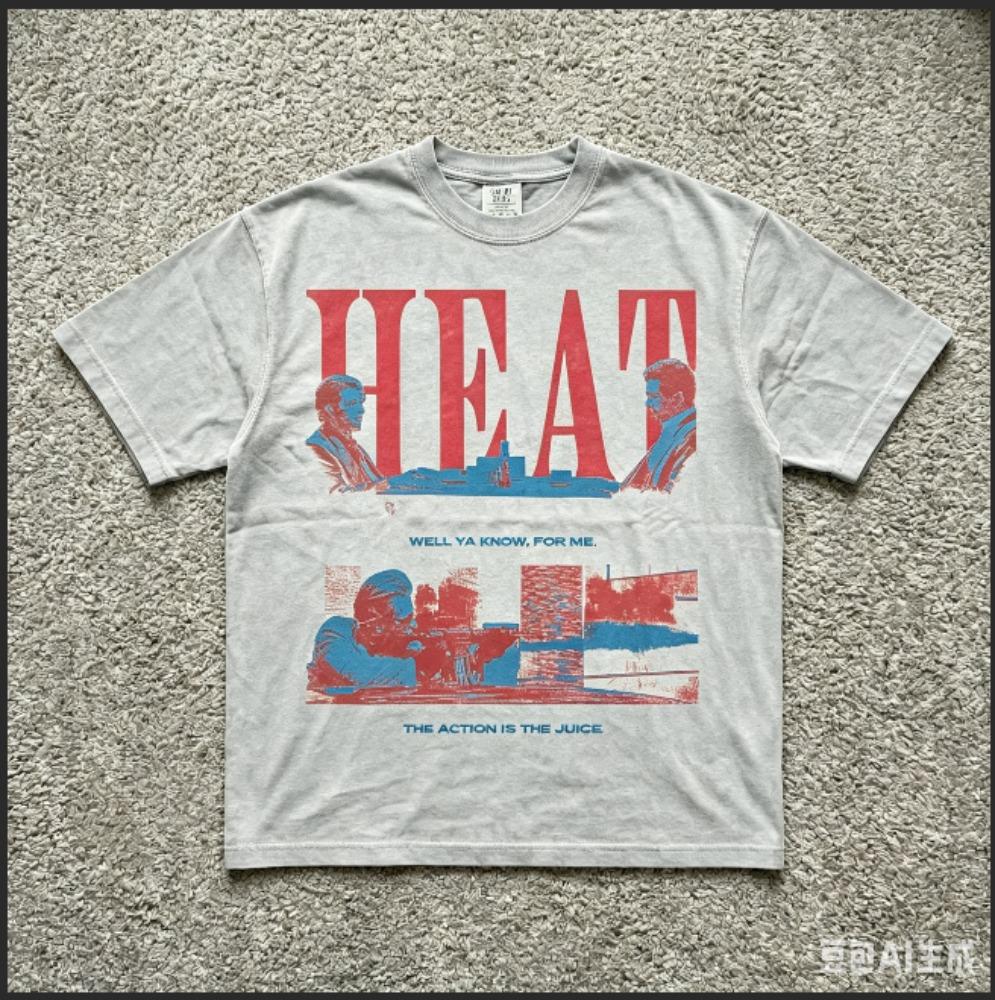 Retro Crime Style Scene Collage Graphic T Shirt Bold Crimson Large Header Text Oversized Short Sleeve Unisex Tops