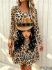 Fashionable Women's Dress New Loose Round Neck Long Sleeved Figure Leopard Print Home Casual Dresses