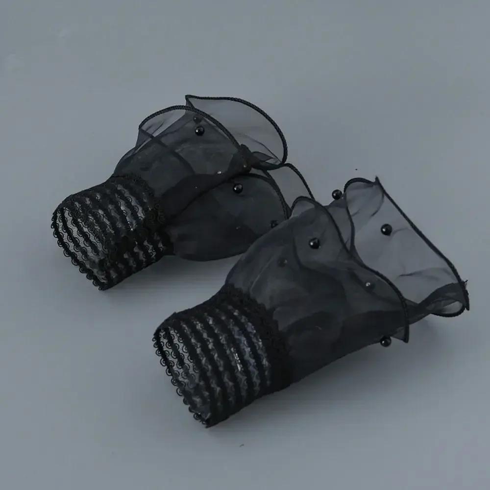 Nail Art Tulle Photo Glove Fake Pleated Cuff Manicure Photography Props Nail Tips Display Sleeve Fashion Accessories