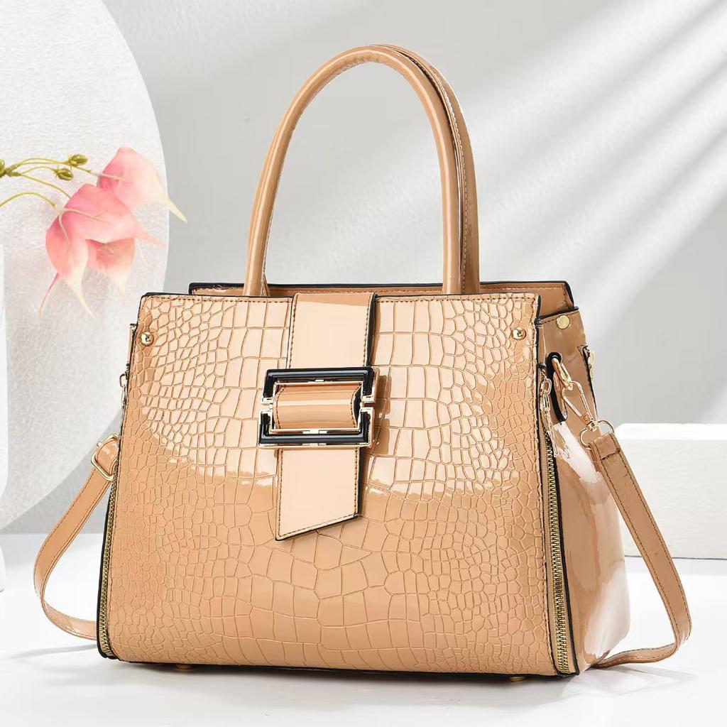 Neues Design Steinmuster Mode Handtasche Helles Leder Reißverschluss Erstellen Sie Handtasche mit Schultertaschen-Stil Damen-Tasche