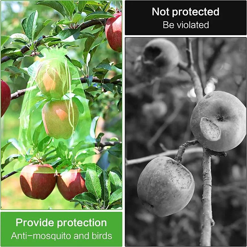 100PCS Fruit Protection Bags Anti-Bird Garden Netting Bags Strawberry Grapes Mesh Bag Plante Vegetable Netting Cover Garden Tool