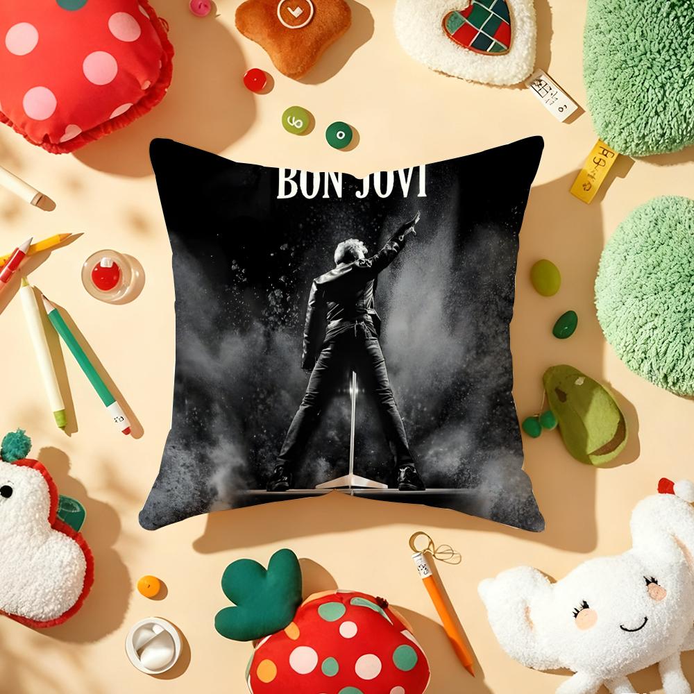 BBon JJovi Rock Kussenhoes Pluche Stof Zacht Dubbelzijdig Bedrukt Bank Warm Winter Huis Cadeau Kussenhoes