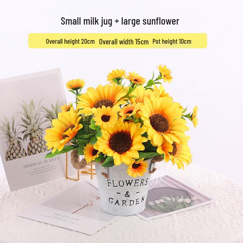 Mini Sunflower Artificial Flower Ornament for Living Room or Dining Table Decoration