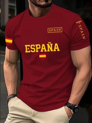 Camiseta de Fútbol España 2026 para Hombre Clásica Dios España Tops Casuales de Manga Corta Camiseta Casual de Cuello Redondo Estilo Deportivo Ropa de Hombre