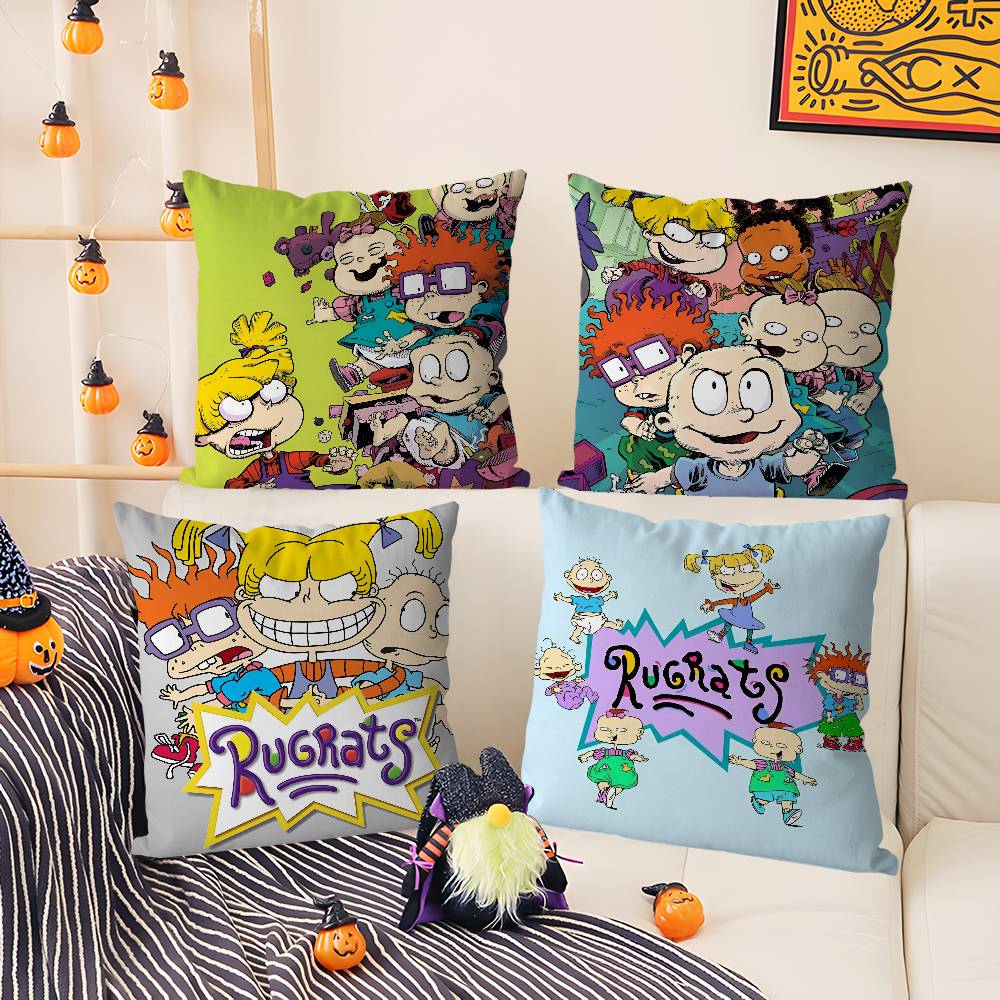 Hot Cartoon R-RugratsS Pillow Case Soft Plush Fabric Double Sided Print Decorative Home Living Room Gift Cushion