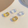 Matte Brushed Curved Oval Stud Earrings Minimalist Solid Smooth Block Shape Temperament Daily Ear Jewelry for Women