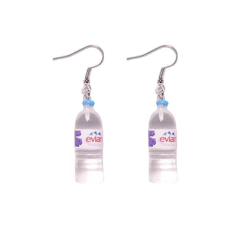 Creative Resin Mineral Water Bottle Dangle Earrings for Women