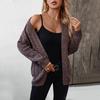 Vintage Solid Color V-Neck Knitwear Cardigan Loose Long Sleeve Sweater Top for Autumn Winter
