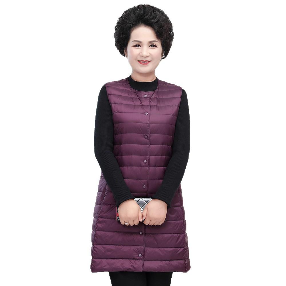 Medium and old light down jacket round neck liner women's winter vest medium and long inner with large size vest jacket