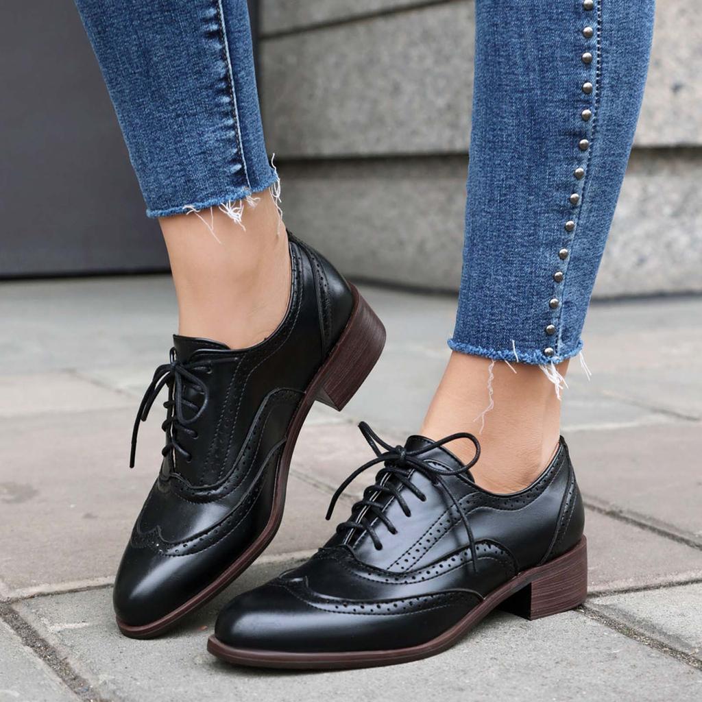 Vintage Casual Lace Up Platform Shoes For Women Fashion Oxfords Men's Pumps Flats PU Leather Single Shoe Plus Size 35-48