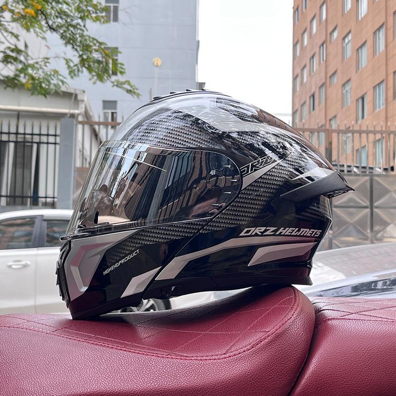 Electric vehicle helmet men's and women's face-opening helmet summer double mirror tail semi-full cover type personalized four-season Bluetooth couple