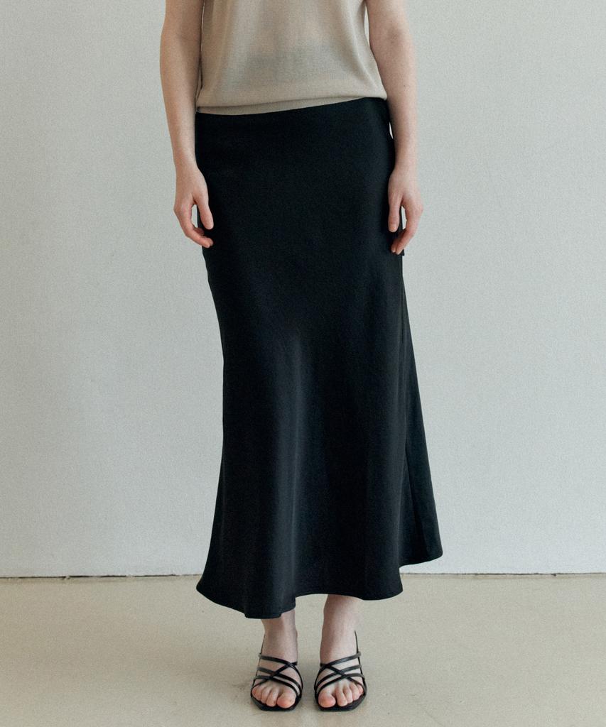 Yeoppe Satin Long Skirt_Black