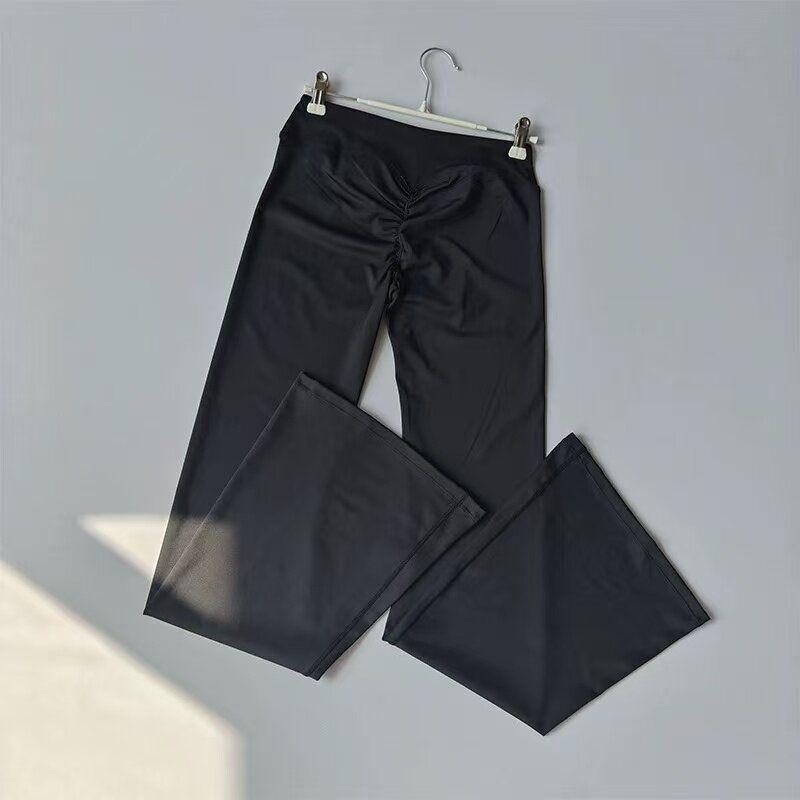 And American Style Pilates Flared Fitness Pants for Women, Peach Lift, Nude Feel, Cross-Waist, Tight-Fitting, Stunning Flared Pants for Autumn