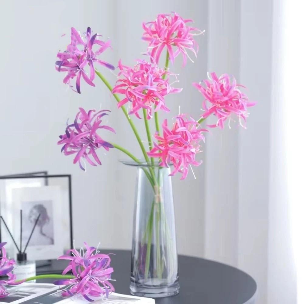 2 Heads Artificial Higanbana Flower Real Touch Realistic Simulation Lycoris Flower Plastic Silk Handmade