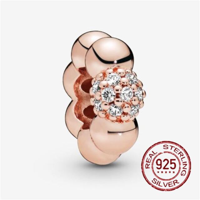 925 Sterling Silver   Autumn New Charm Flower Pink Series Charm Beads Fit Original Bracelets Women Jewelry
