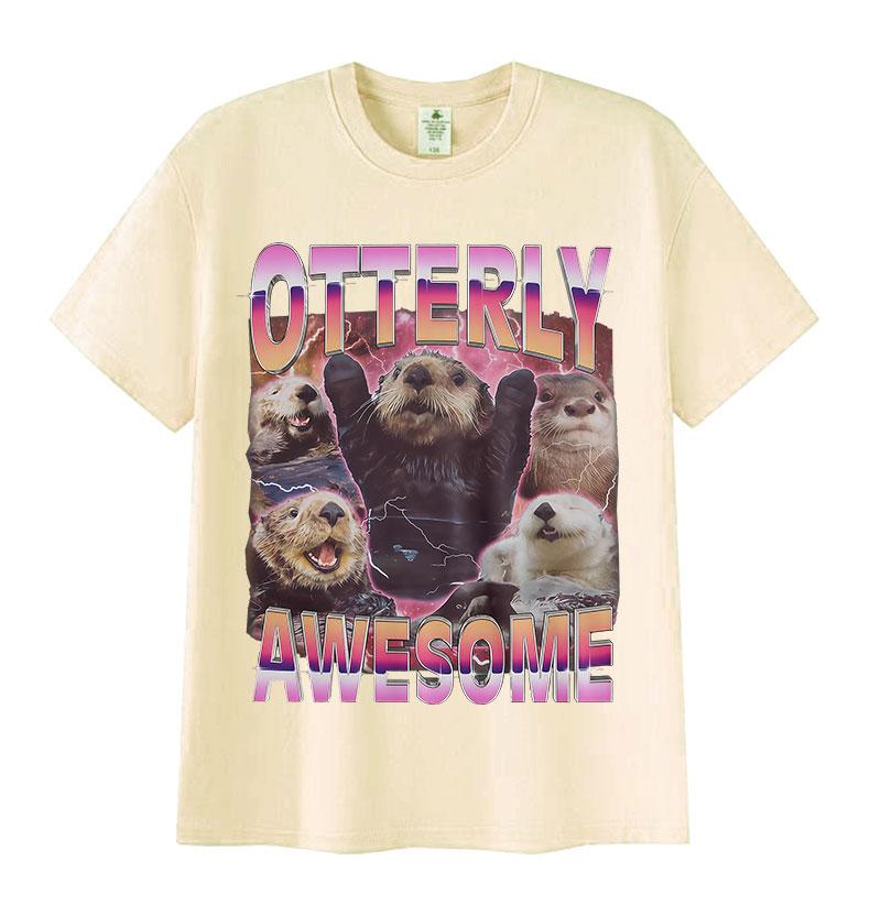 Funny Otter Animal Meme Graphic T Shirts Men Women Harajuku High Quality Vintage T-shirt Summer Casual Cotton Short Sleeve Tees