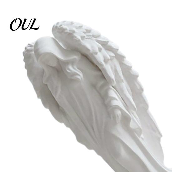 Handcrafted 3D Printed Ornament Hooded Angel Figurine, Elegant White Winged Statue, Resin Statue for Bedroom European Style Minimalist Desktop