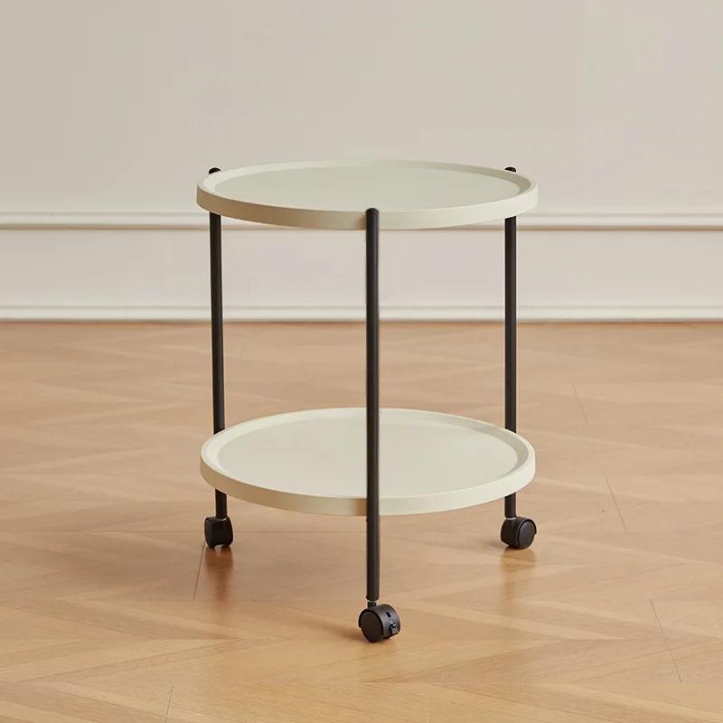 Sofa Small Round Table Balcony Light Luxury Round Small Apartment Side Table  Nordic Coffee Table Movable Dining Car Trolley