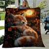 1pc. Cute Fox Design Blanket - Perfect for Home, Office, Outdoor Use, Gift Idea,