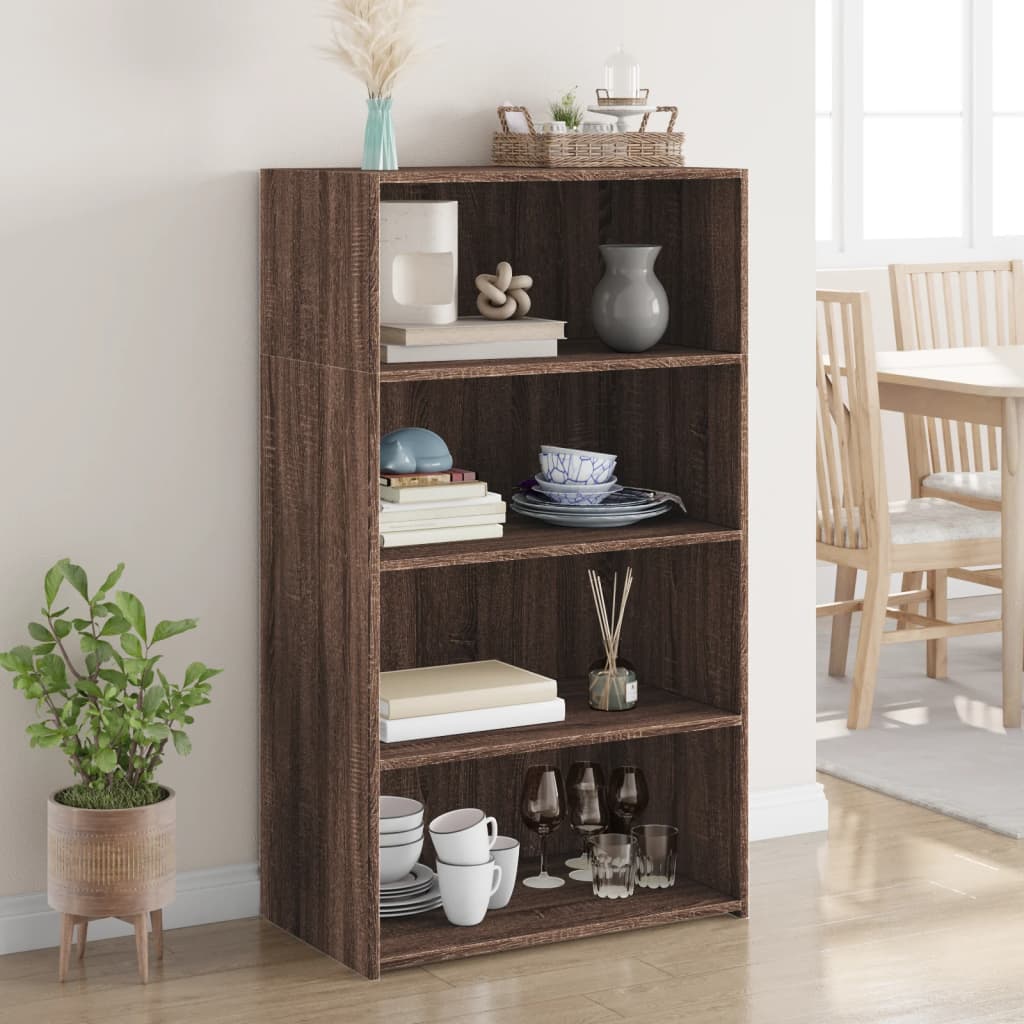 Highboard in Brown Oak Look 70 x 41 x 124 cm Particleboard