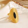 Fashionable Trendy Stainless Steel Geometric Oval-shaped Open-ended Fashion 18K Gold-plated Ring Finger Ring 