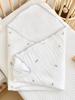 Newborn Pure Cotton Gauze Embroidered Shell Edge Swaddle Wrap