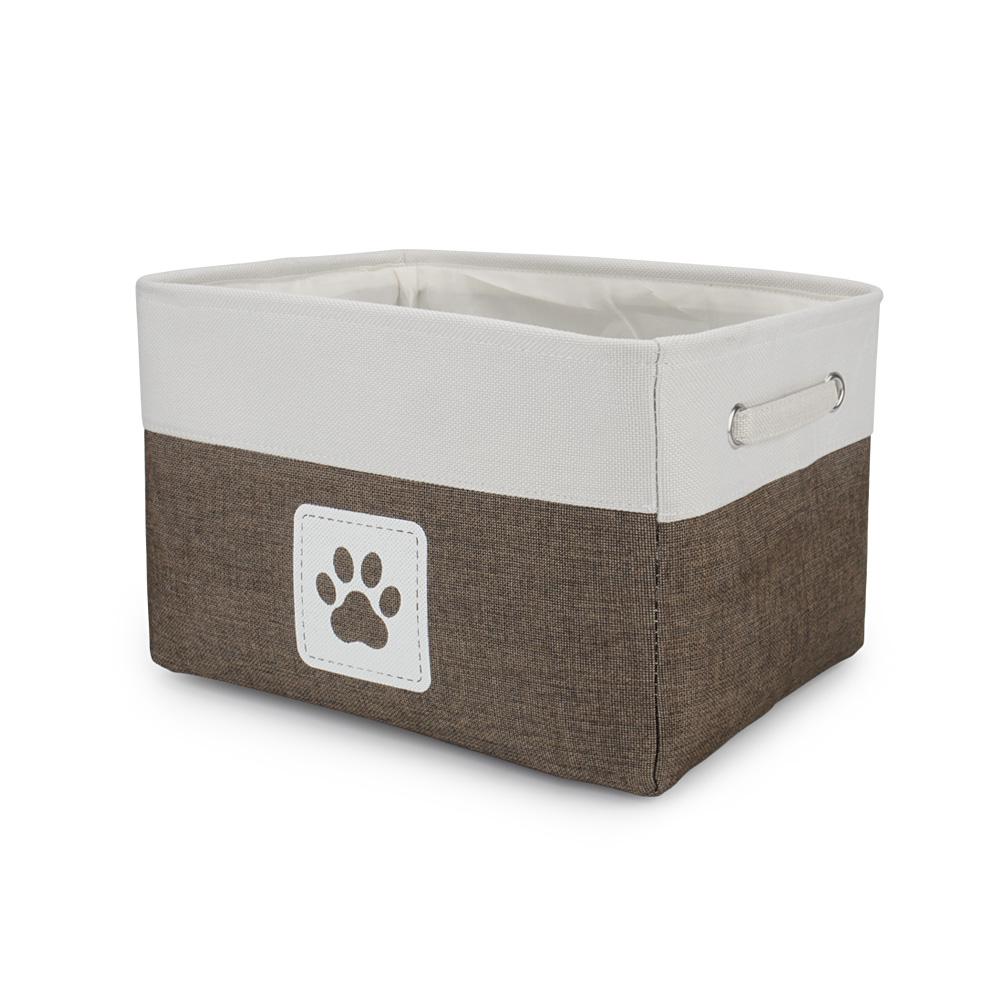 

Pet Toy Storage Basket Foldable Paw Dog Cat Clothes Box Accessories Organize Bin 37X26X24cm коричневый