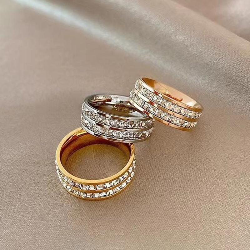 Gypsophila Titanium Steel Finger Rings Niche Design With Full Diamond Rings Gift For Couples Friends