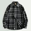 Plus-Size ~ Export Laomei Loose Plus Size Gingham Long-Sleeved Thickened Shirt Coat Plus and Extra Size Men's Shirt Fashion