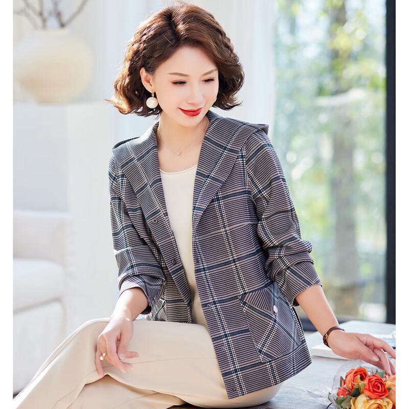 Pasite Women's Casual Plaid Hooded Jacket