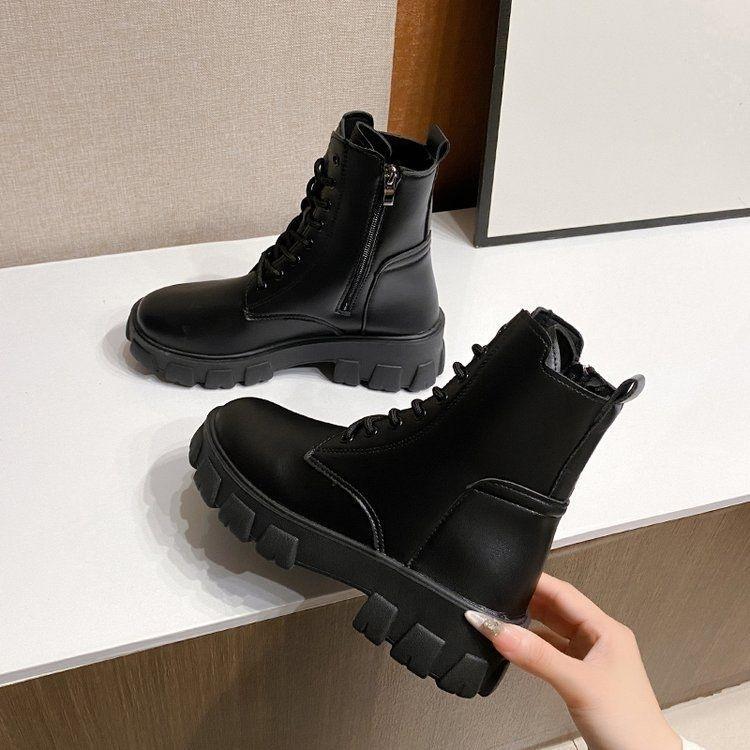 Foreign style spring and summer explosion Small man thick-soled Martin boots 's height increases and shows legs Long locomotive short boots