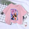 Cute letter boy T-shirt Kpop demon hunter T shirt children's boy and girl summer short sleeved   top children's clothing