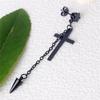 Punk Zircon Cross Tassel Pendant Earrings Stainless Steel Geometric Pointed Cone Drop Ear Jewelry Party Gifts For Women Girls